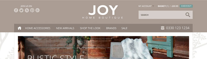 joy home boutique ecommerce website